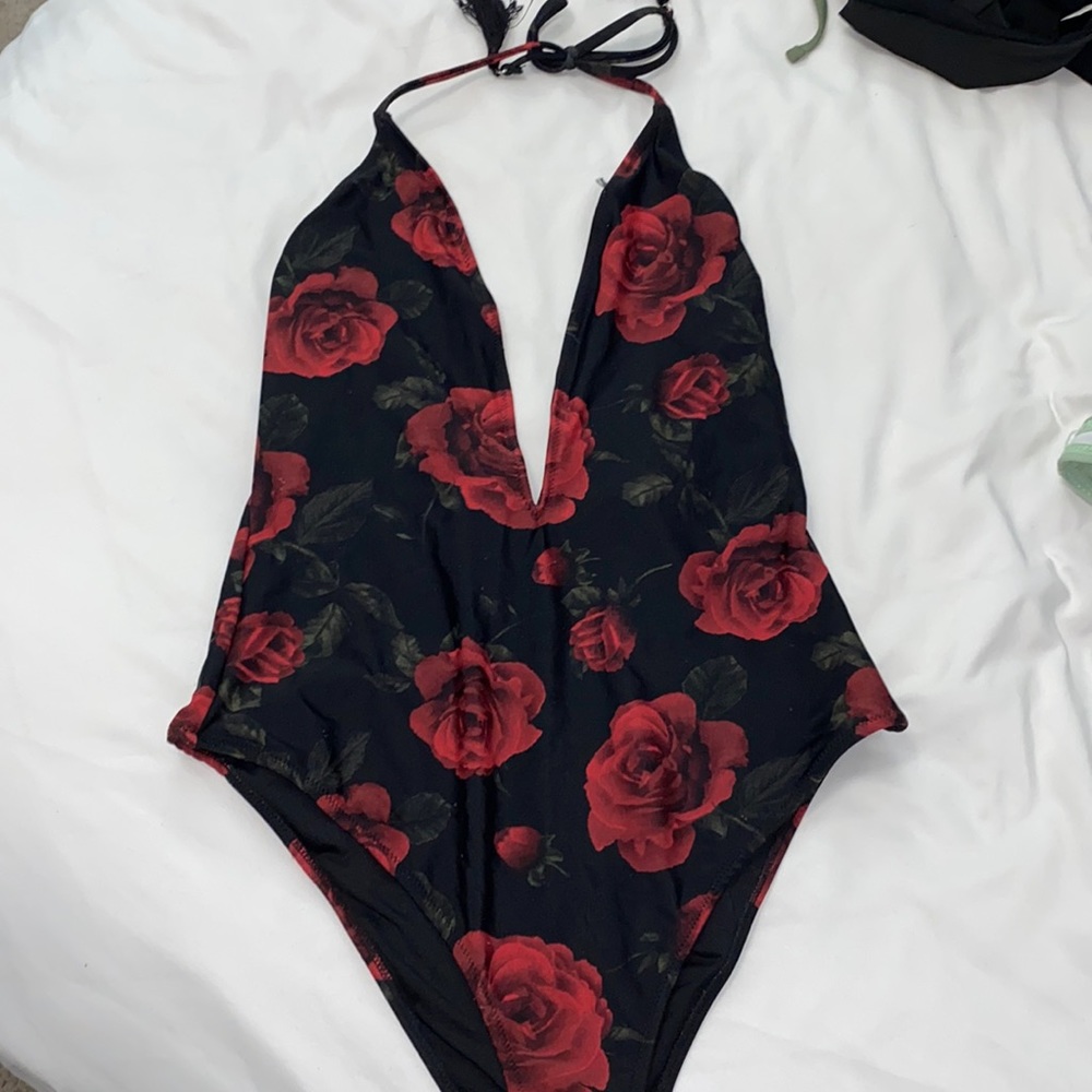 Low cut one piece swimsuit
